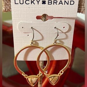 NWT Lucky Brand Gold Hoop Fishhook Earrings #LKER2